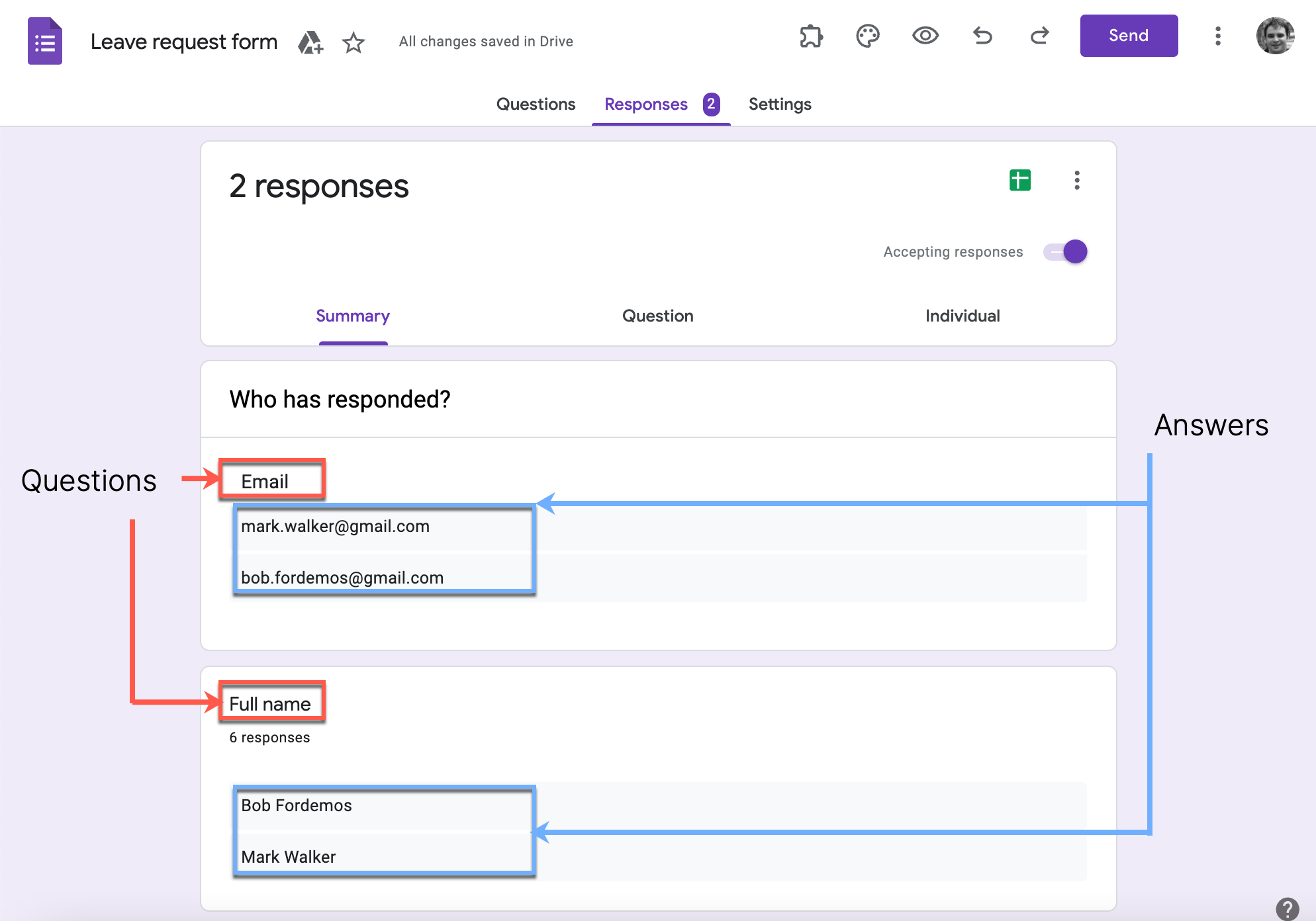 How to retrieve your Google Form responses? Documentation Form