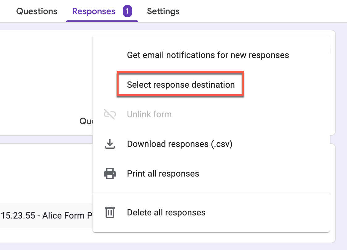 Your Google Form responses spreadsheet is missing Documentation